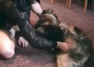 Kinky cutie jerking this animal's dick